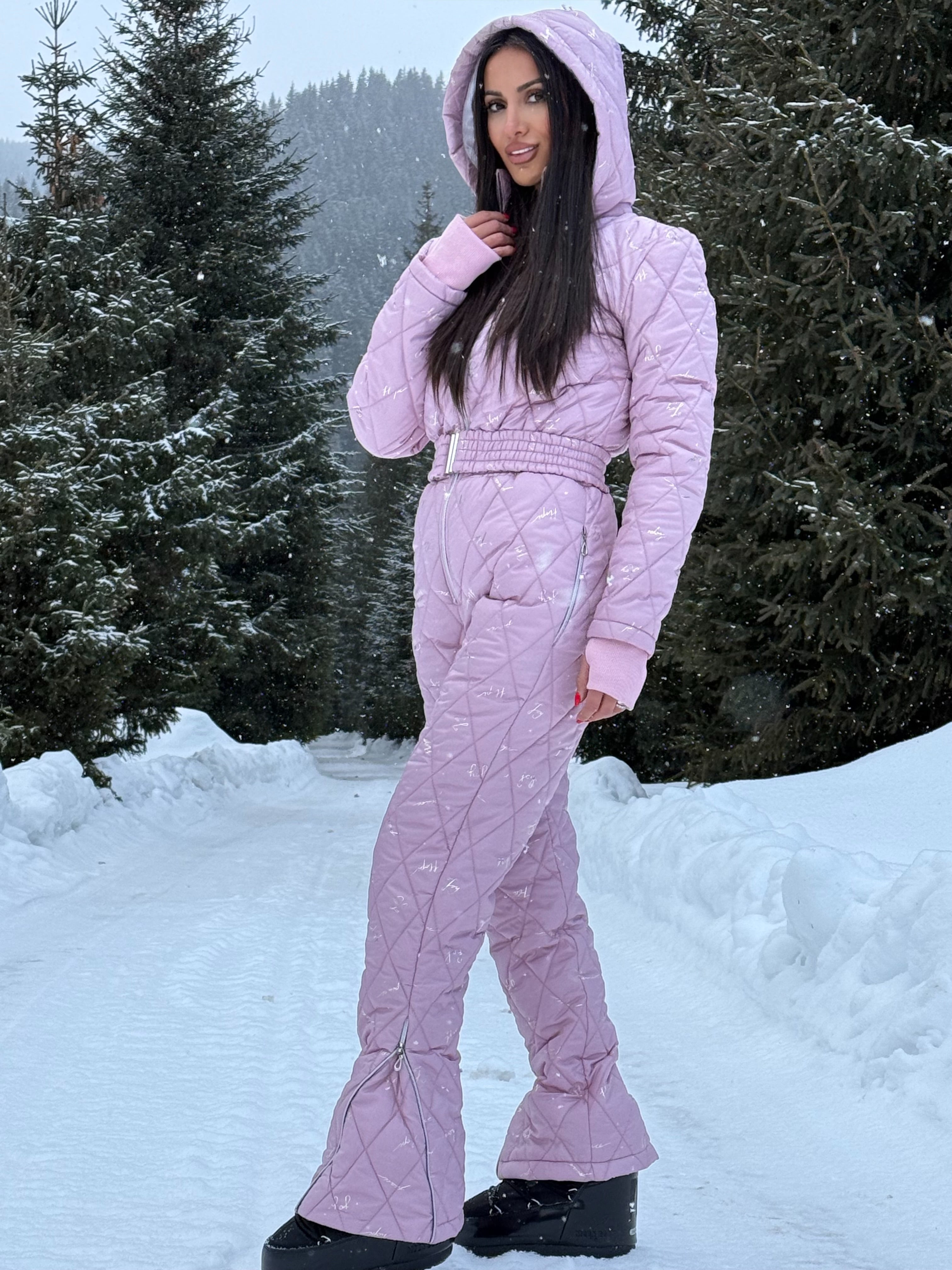 Salopeta de ski Baby Pink