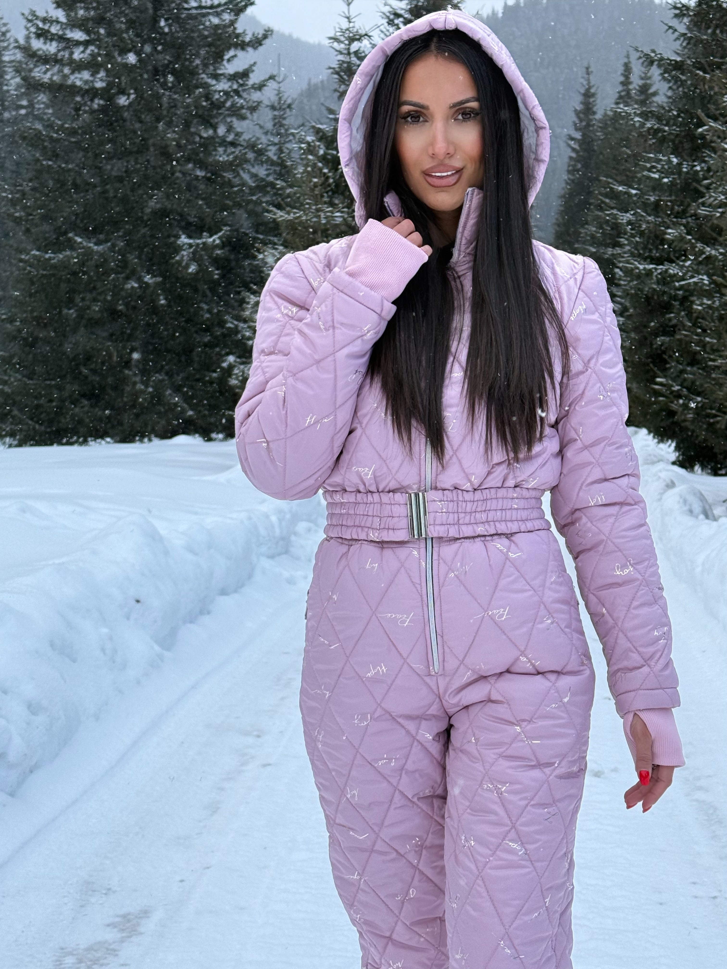 Salopeta de ski Baby Pink