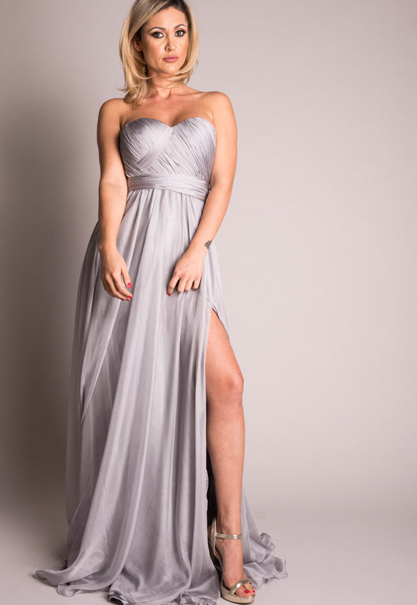 Rochie cu corset fronsat gri