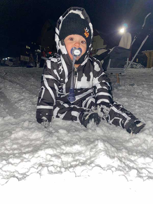 salopeta ski copil mic negru cu alb