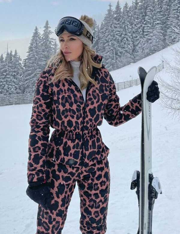 Salopeta ski cu imprimeu leopard